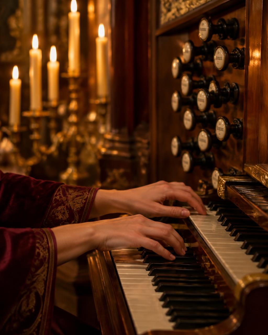 An organist's hands on the keys